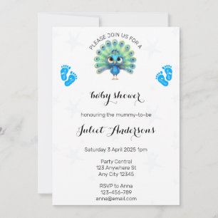 Invitación a Baby Shower de Blue Peacock