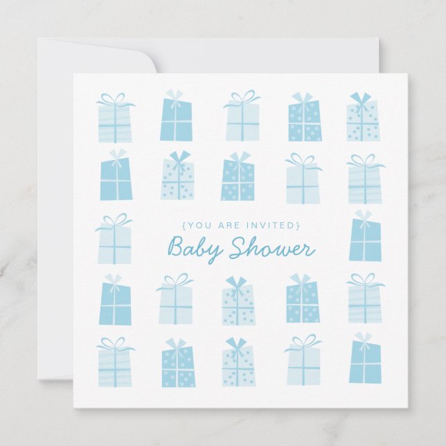 Invitación a Baby Shower de Blue Presents (Boy) (Anverso)
