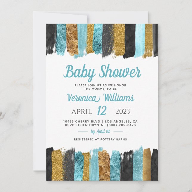 Invitación a Baby Shower de Blue Purpurina Boy (Anverso)