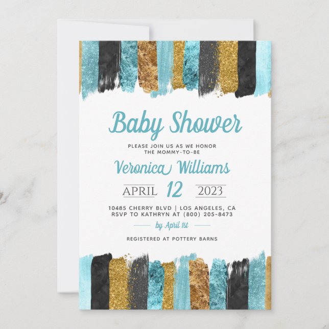 Invitación a Baby Shower de Blue Purpurina Boy (Anverso)