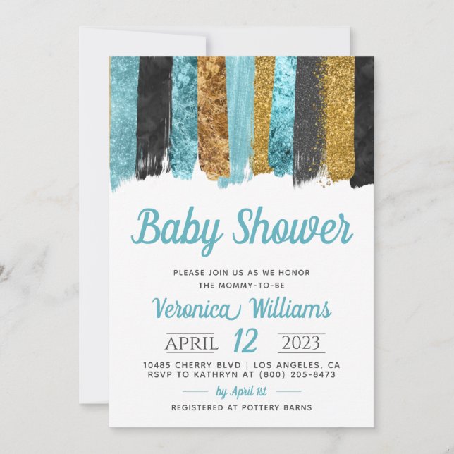 Invitación a Baby Shower de Blue Purpurina Boy (Anverso)