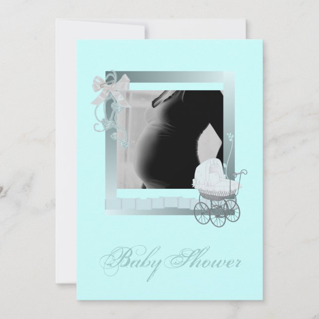 Invitación a Baby Shower de Blue Stroller Photo (Anverso)