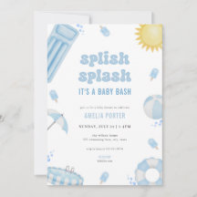 Invitación a Baby Shower de Blue Summer Splish Spl