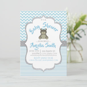 Invitación a Baby Shower de Blue Teddy Bear