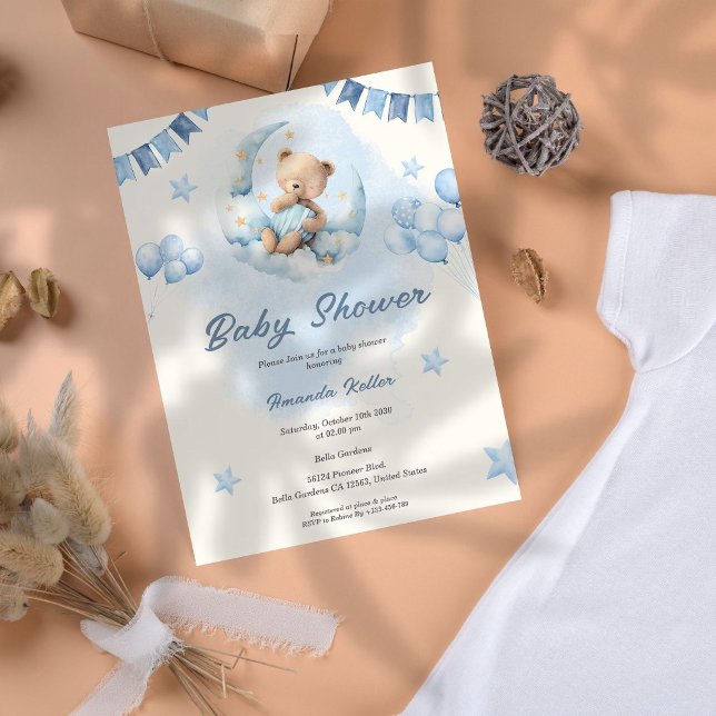 Invitación a Baby Shower de Blue Teddy Bear (Subido por el creador)