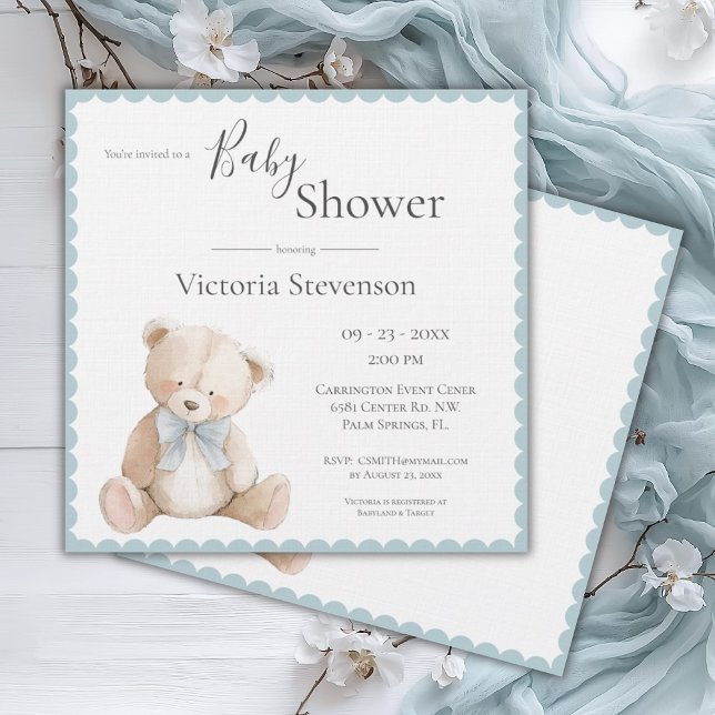 Invitación a Baby Shower de Blue Teddy Bear (Subido por el creador)