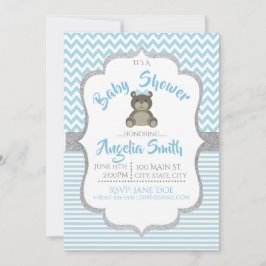 Invitación a Baby Shower de Blue Teddy Bear