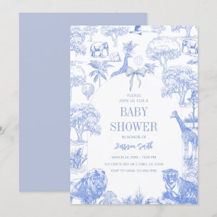 Invitación a Baby Shower de Blue Toile Safari