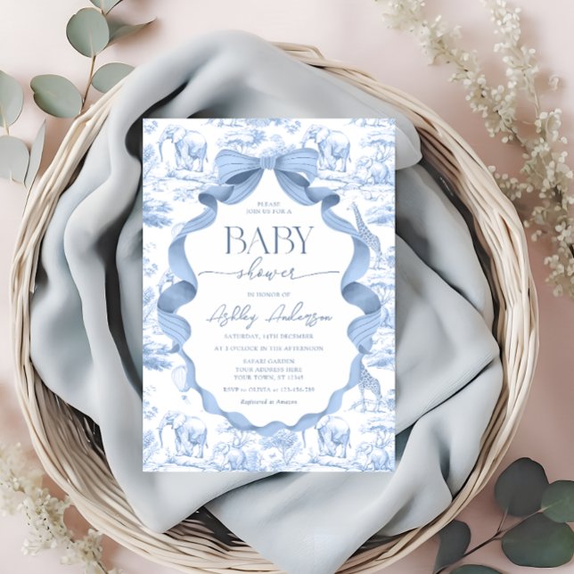 Invitación a Baby Shower de Blue Toile Safari (Subido por el creador)