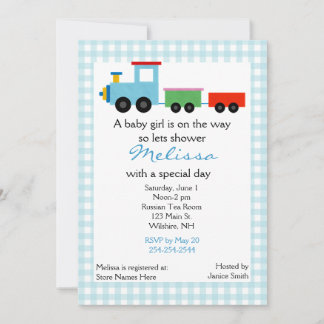 Invitación a Baby Shower de Blue Toy Train