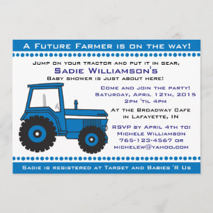 Invitación a Baby Shower de Blue Tractor