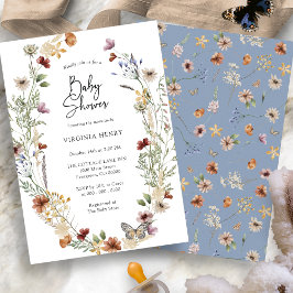 Invitación a Baby Shower de Blue Wildflower