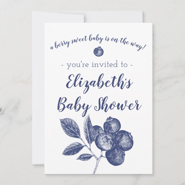 Invitación a Baby Shower de Blueberry (Anverso)