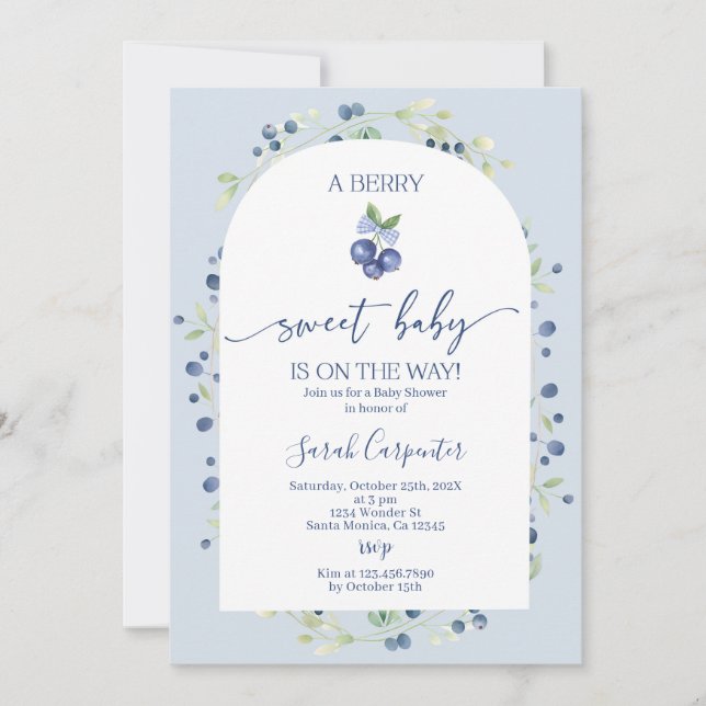 Invitación a Baby Shower de Blueberry (Anverso)