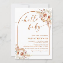 Invitación a Baby Shower de Boho Arch Pampas Grass