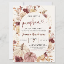 Invitación a Baby Shower de Boho Autumn Pumpkin Fl