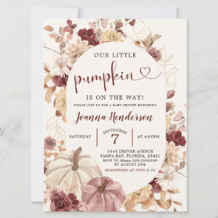 Invitación a Baby Shower de Boho Autumn Pumpkin Fl