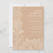 Invitación a Baby Shower de Boho Beige Wildflower