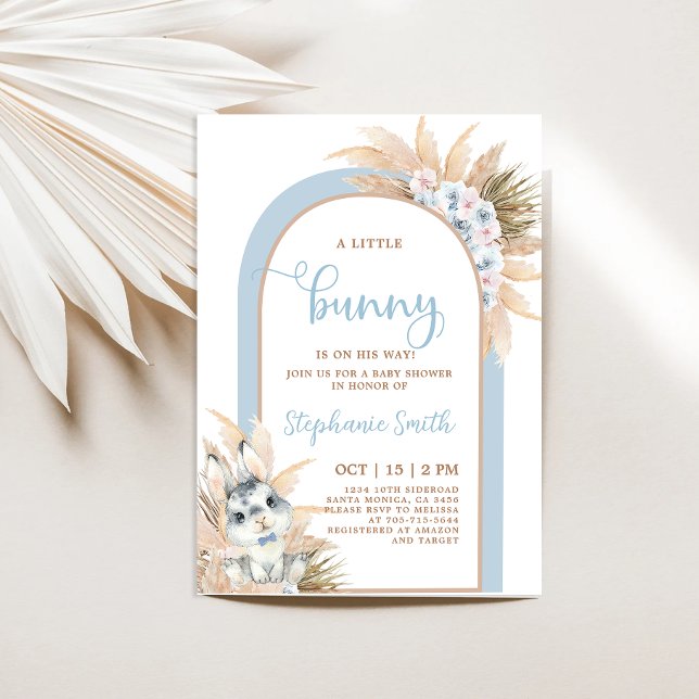 Invitación a Baby Shower de Boho Boy Bunny (Subido por el creador)