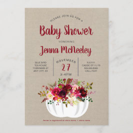 Invitación a Baby Shower de Boho Burgundy Floral P