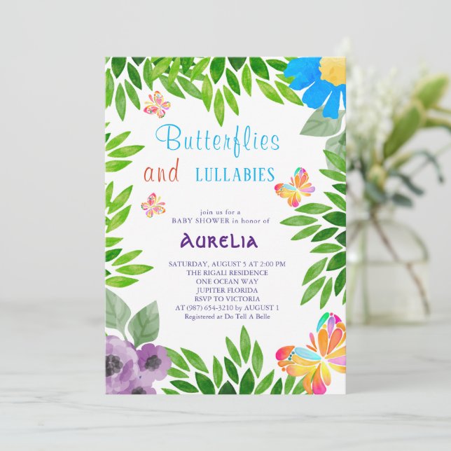 Invitación a Baby Shower de Boho Butterfly (Anverso de pie)