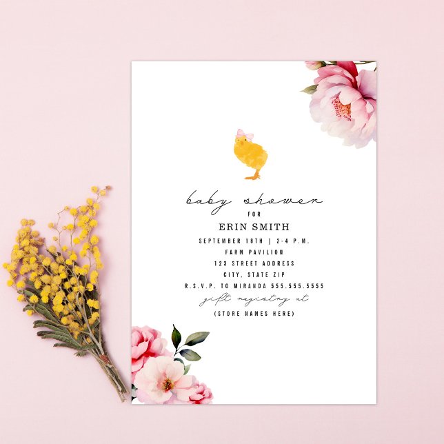 Invitación a Baby Shower de Boho Chick Pink Floral (Subido por el creador)