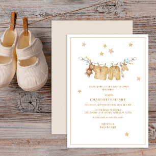 Invitación a Baby Shower de Boho Clothesline
