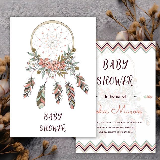Invitación a Baby Shower de Boho Dream Catcher Bea (Subido por el creador)