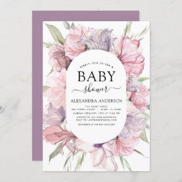 Invitación a Baby Shower de Boho Dusty Pink Purple