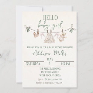Invitación a Baby Shower de Boho Earth Pink Chica