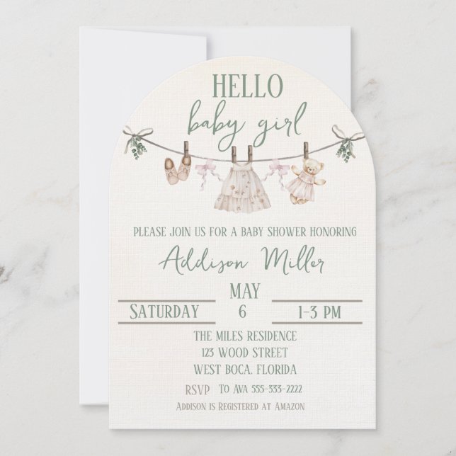 Invitación a Baby Shower de Boho Earth Pink Chica (Anverso)