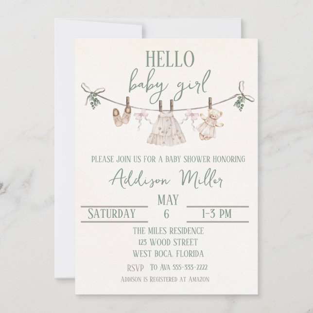 Invitación a Baby Shower de Boho Earth Pink Chica (Anverso)