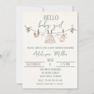Invitación a Baby Shower de Boho Earth Pink Chica
