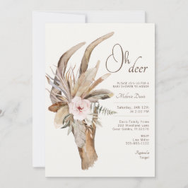 Invitación a Baby Shower de Boho Floral Deer - Wat