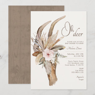 Invitación a Baby Shower de Boho Floral Deer - Wat
