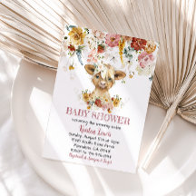 Invitación a Baby Shower de Boho Floral Highland C