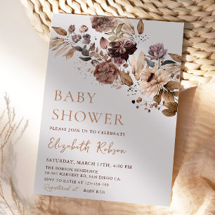 Invitación a Baby Shower de Boho Floral Otoño