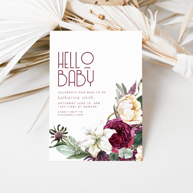 Invitación a Baby Shower de Boho Floral Purple & C (Subido por el creador)