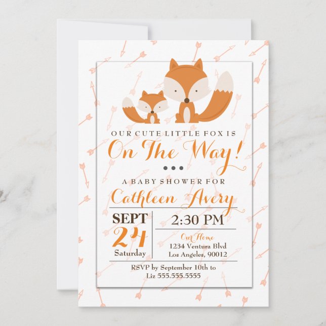 Invitación a Baby Shower de Boho Fox (Anverso)