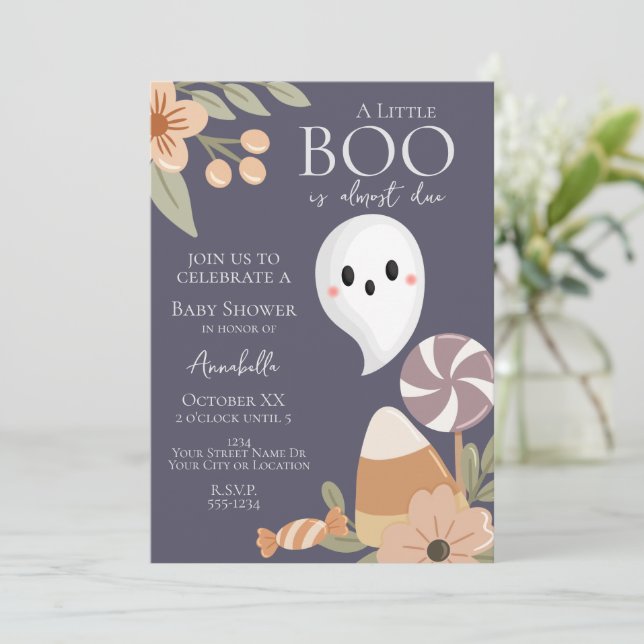 Invitación a Baby Shower de Boho Halloween - Fanta (Anverso de pie)