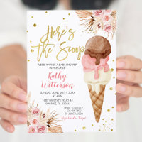 Invitación a Baby Shower de Boho Ice Cream