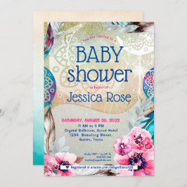 Invitación a Baby Shower de Boho Mandala Moon