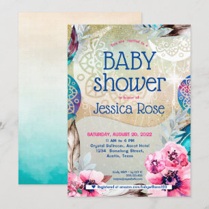 Invitación a Baby Shower de Boho Mandala Moon
