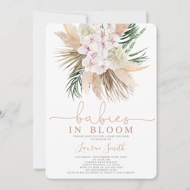 Invitación a Baby Shower de Boho moda Twins (Anverso)