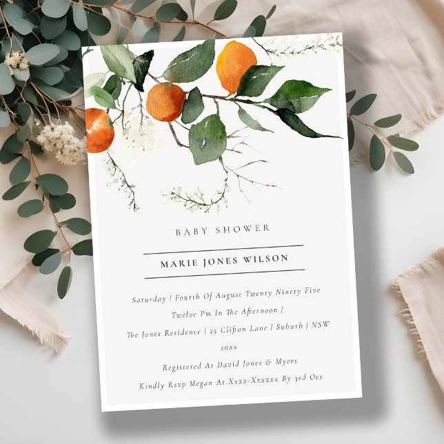 Invitación a Baby Shower de Boho Naranja Blossom F (Subido por el creador)