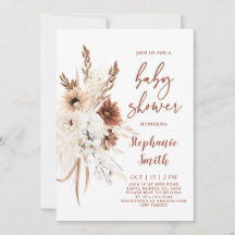 Invitación a Baby Shower de Boho Pampas Grass