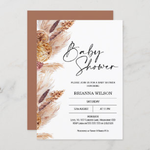 Invitación a Baby Shower de Boho Pampas Grass
