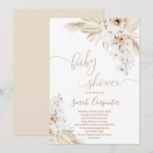 Invitación a Baby Shower de Boho Pampas Grass