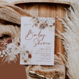 Invitación a Baby Shower de Boho Pampas Terracotta