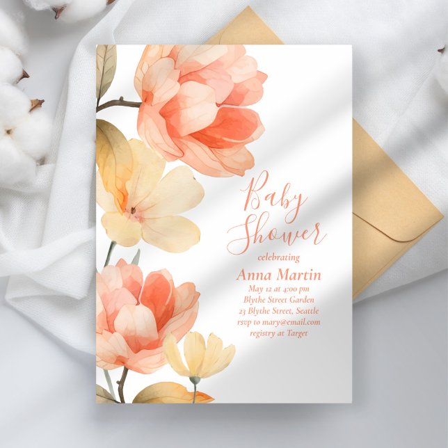 Invitación a Baby Shower de Boho Peonies (Subido por el creador)
